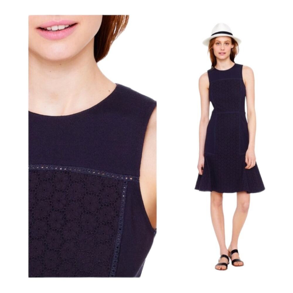 J crew women's size 2 xs black lbd eyelet dress knee length business casual new